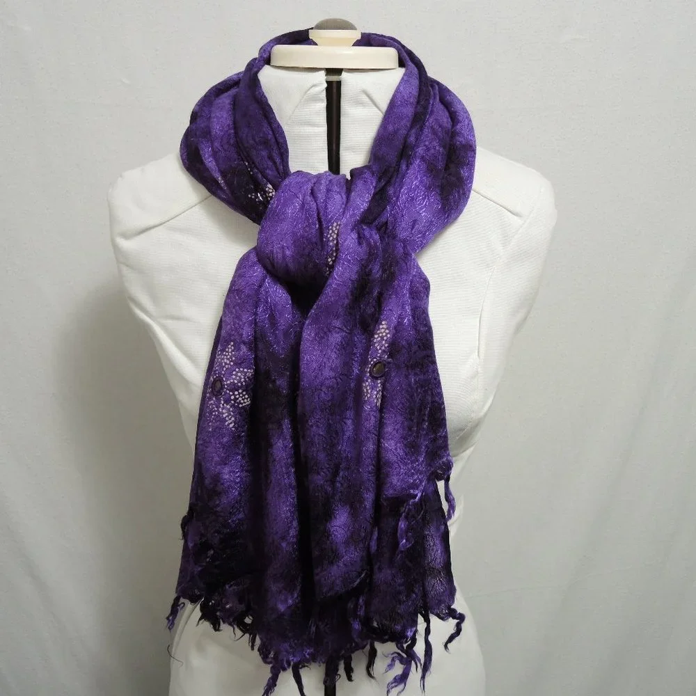 Dark Purple Scarf or Wrap w/ Fringe 42